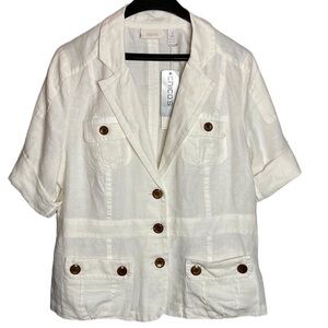 Chico’s | NEW White Linen Easy Expedition Emmylou Jacket Large